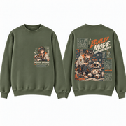 Build Mode Mecha Robotics Youth Sweatshirt Olive Green - front and back hoodie or garment mockup
