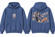 Just Set Volleyball Anime Sports Graphic Hoodie Royal Blue - front and back hoodie or garment mockup