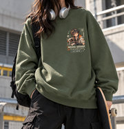 Build Mode Mecha Robotics Youth Sweatshirt Olive Green - front print view