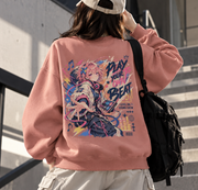 Play the Beat Anime Music Youth Sweatshirt Dusty Pink - back print view