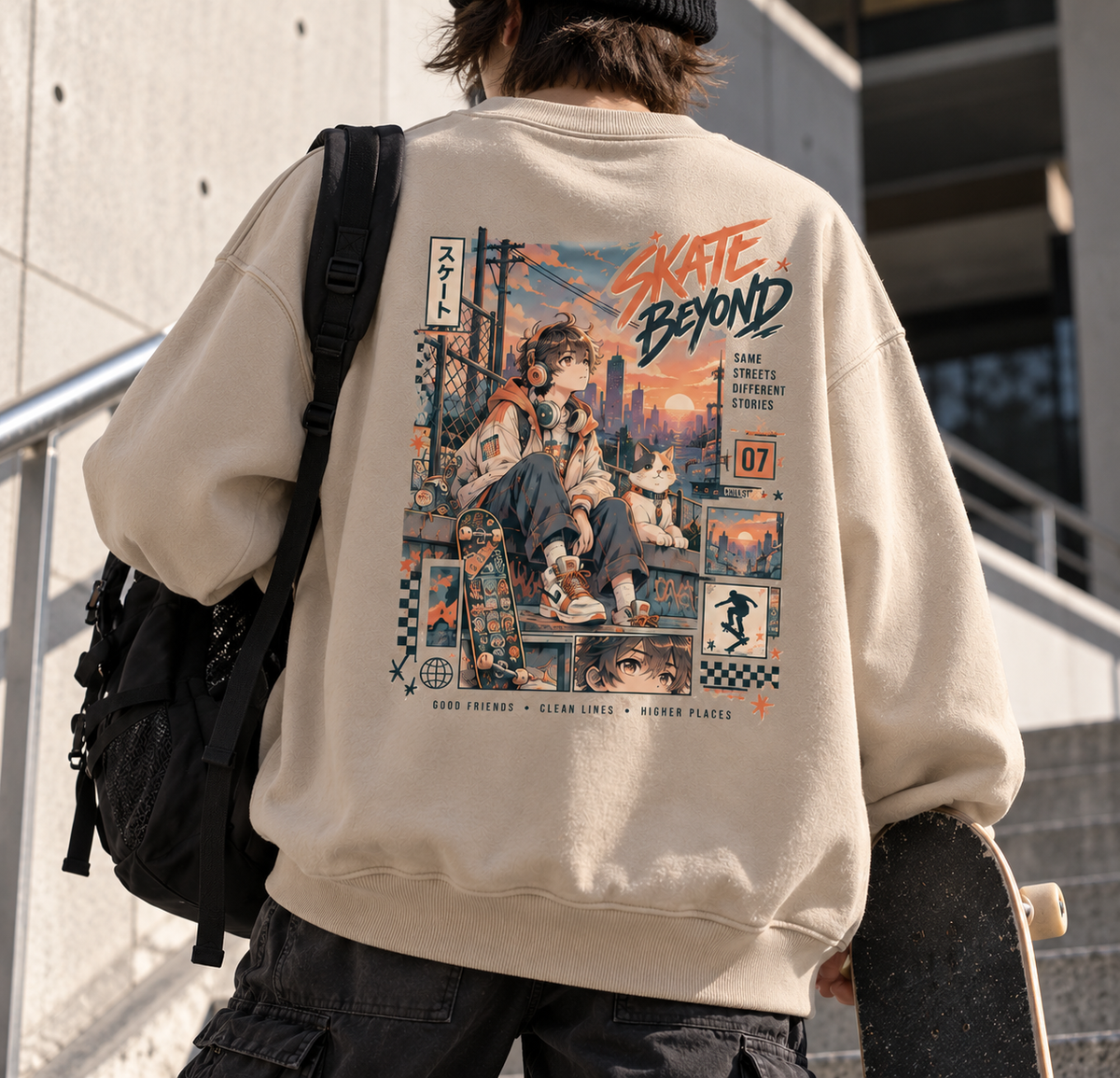 Skate Beyond Anime Skateboarding Youth Sweatshirt