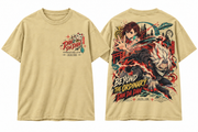 Dandadan Beyond the Ordinary Graphic T-Shirt in Butter Yellow - front and back garment view