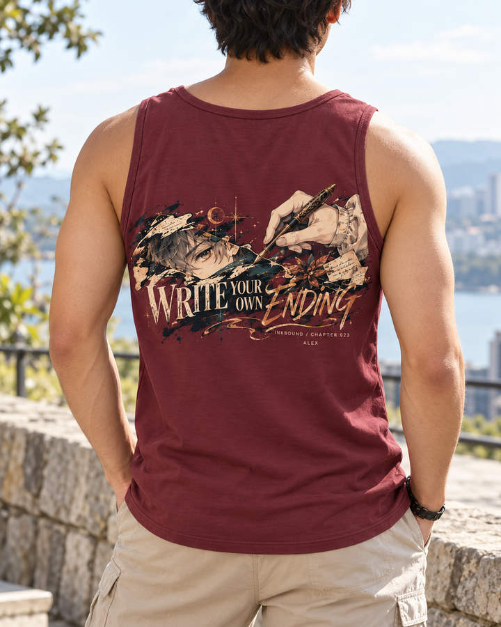 Literary Anime Write Your Story Graphic Tank Top