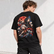 Flamebound Anime Warriors Graphic T-Shirt - back print on model