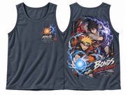 Naruto Shippuden Bonds Beyond Pain Graphic Tank Top in Washed Navy - front and back garment view