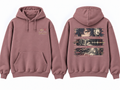 After Hours Dark Anime Music Graphic Hoodie Dusty Mauve - front and back hoodie or garment mockup