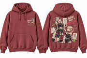 Gothic Punk Anime Fashion Graphic Hoodie Washed Red - front and back hoodie or garment mockup