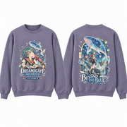 Beyond the Blue Anime Ocean Youth Sweatshirt Lavender - front and back hoodie or garment mockup
