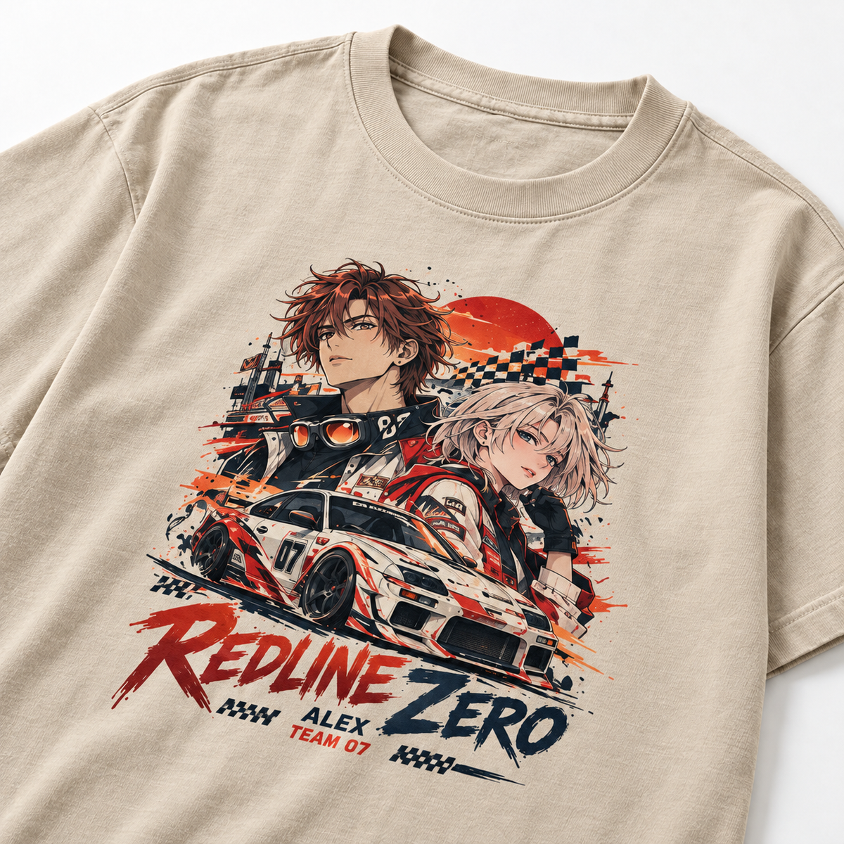 Redline Zero Racing Anime Graphic T-Shirt - close-up print detail