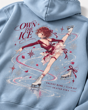 Ice Dance Figure Skating Anime Graphic Hoodie Ice Blue - close up print detail