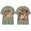 Moonlit Cat Cafe Anime Graphic T-Shirt - front and back product mockup