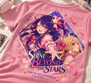 Oshi No Ko Shine Beyond Stars Womens Baby Tee - close-up graphic detail