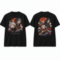 Flamebound Anime Warriors Graphic T-Shirt - front and back product mockup