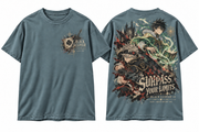 Black Clover Surpass Your Limits Anime Graphic T-Shirt in Washed Blue - front and back garment view